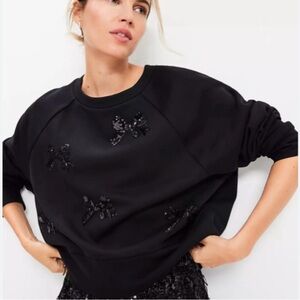 LOFT Black Sweater with sequined bows